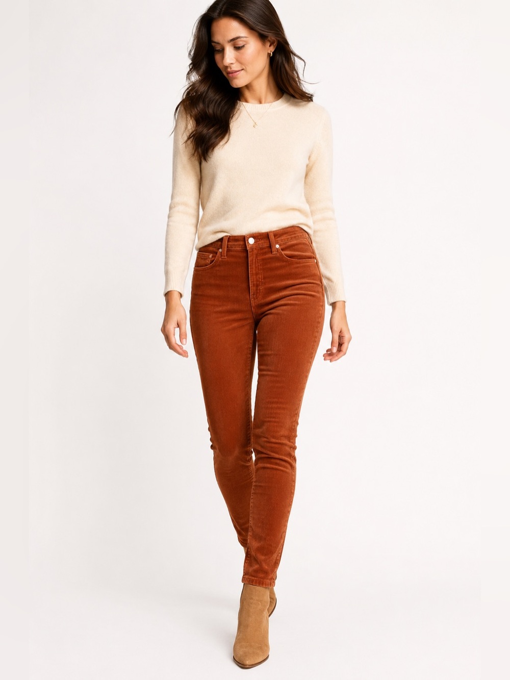 Pilcro Size 27 Brown Corduroy High-Rise Skinny Pants